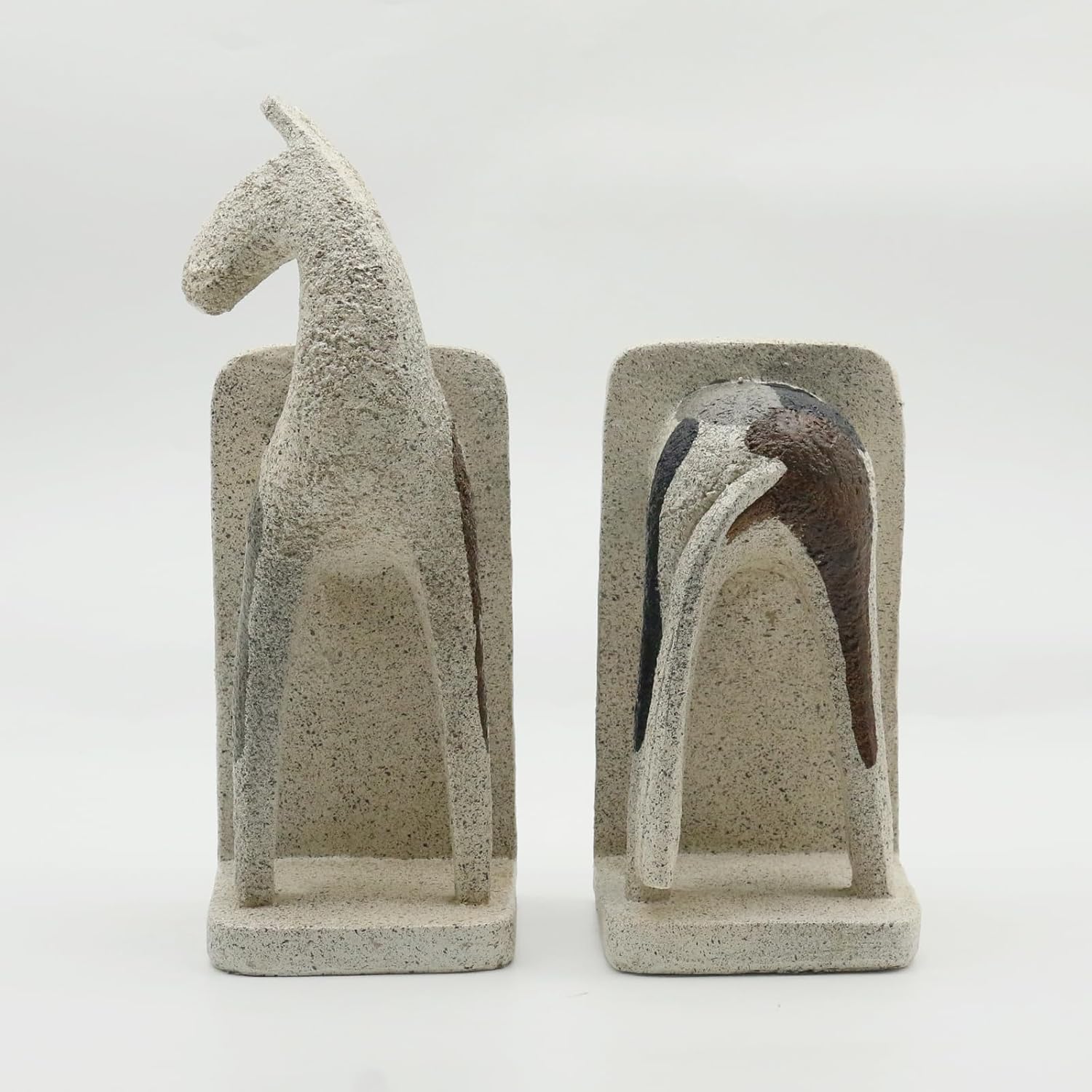 Lukitas Abstract Horse Decorative Bookends Heavy Duty, Modern Minimalist Nordic Ornaments for Office Home Bookshelf Decor, Resin 11''
