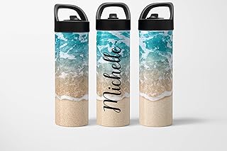 Personalized Beach Flip Top Water Bottle 20oz | Gym Water Bottle | Travel Cup | 591ml | Beach Sport Bottle with Name | School Water Bottle | Custom Sport Bottle