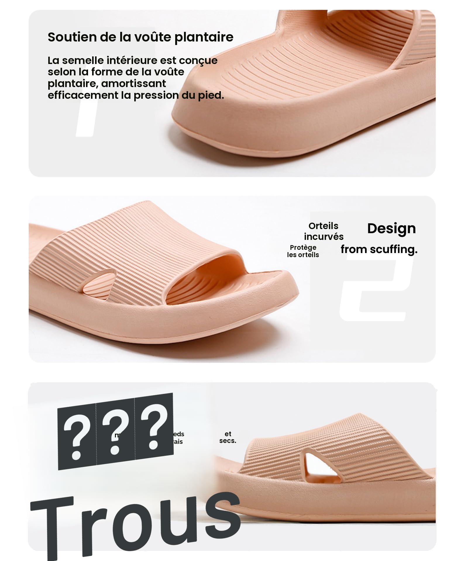 Anmerl Claquettes de Douche Antidérapantes Homme Femme, Chaussons EVA Souple, Sandales Bain Séchage Rapide Piscine Spa Plage