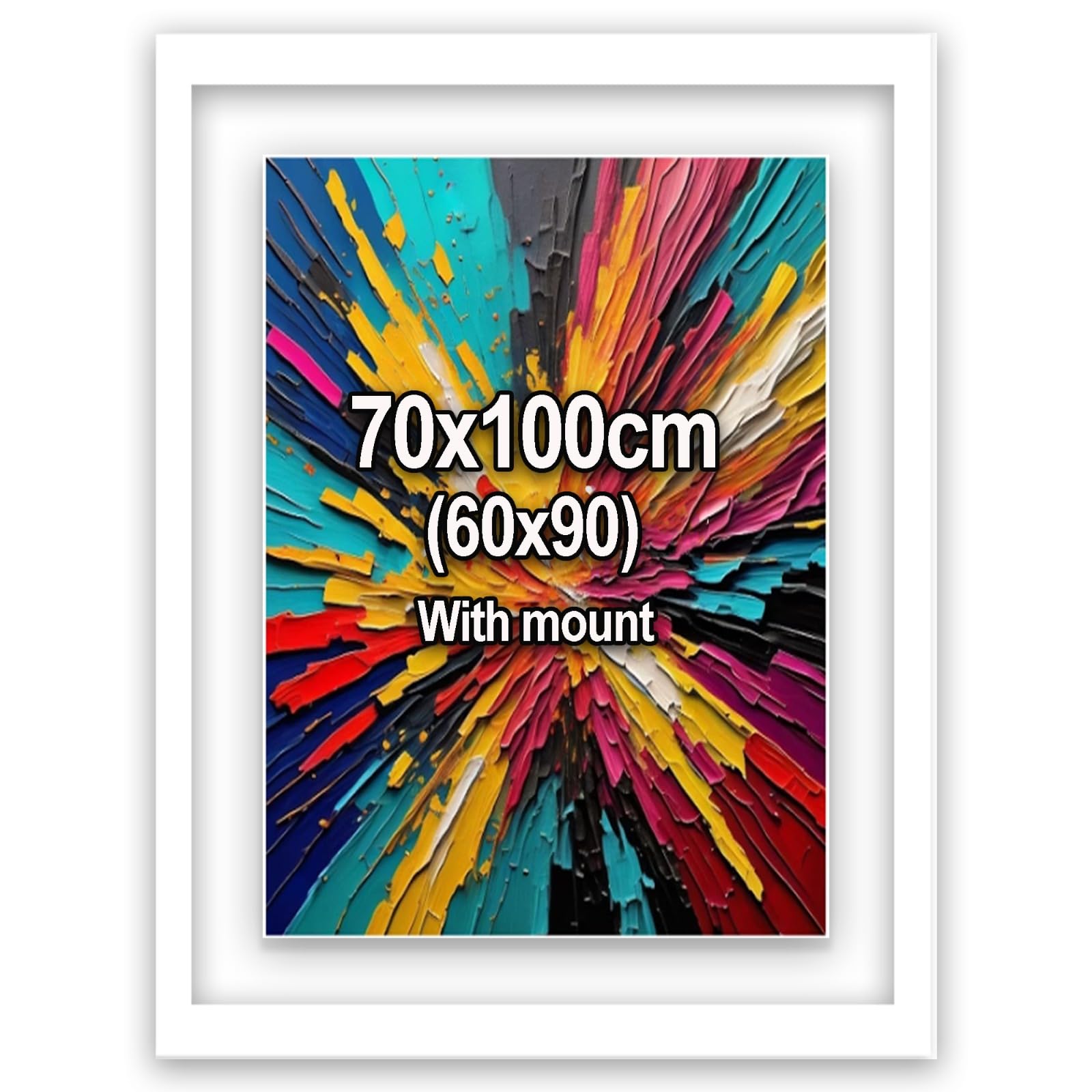 Bloomingtons Direct 100x70cm White Picture Mounts to Fit 60x90cm Size| 70x100cm Picture Frame Mats For Display Artwork or Paintings| Photo Frame with Mount with HD Clear Perspex