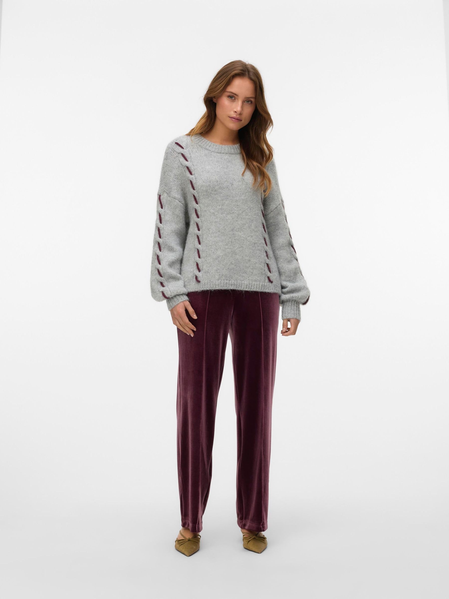 VERO MODA Vmilina LS O-Neck Handstitch Pullover Vmilina LS O-Neck Handstitch Jersey Mujer (Pack de 1)