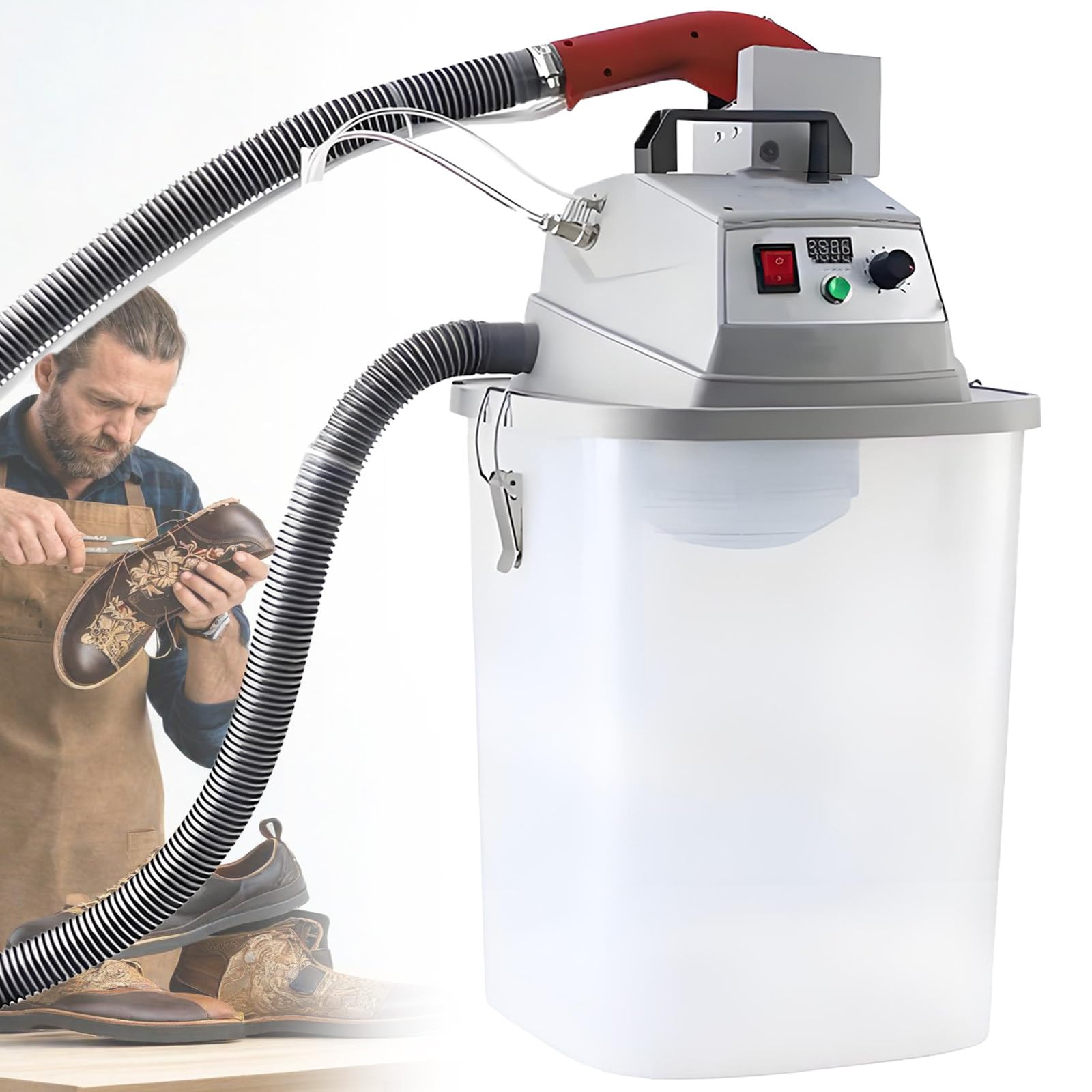 Recortadora de hilos de tela, capacidad mejorada de 30 litros, motor sin escobillas eléctrico, recorta de forma segura los residuos de costuras elásticas para ropa industrial, bordado, zapatos