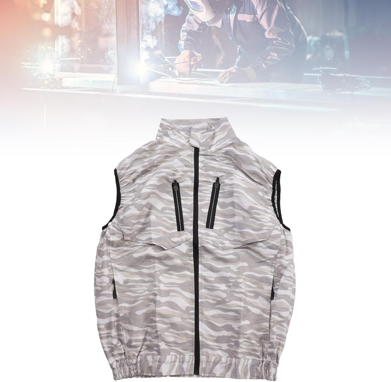 Cooling Fan Vest USB Detachable, Polyester, XXXL White Camouflage - Heat Dissipation, Ideal for Gardening and Outdoor Work (White Camouflage)