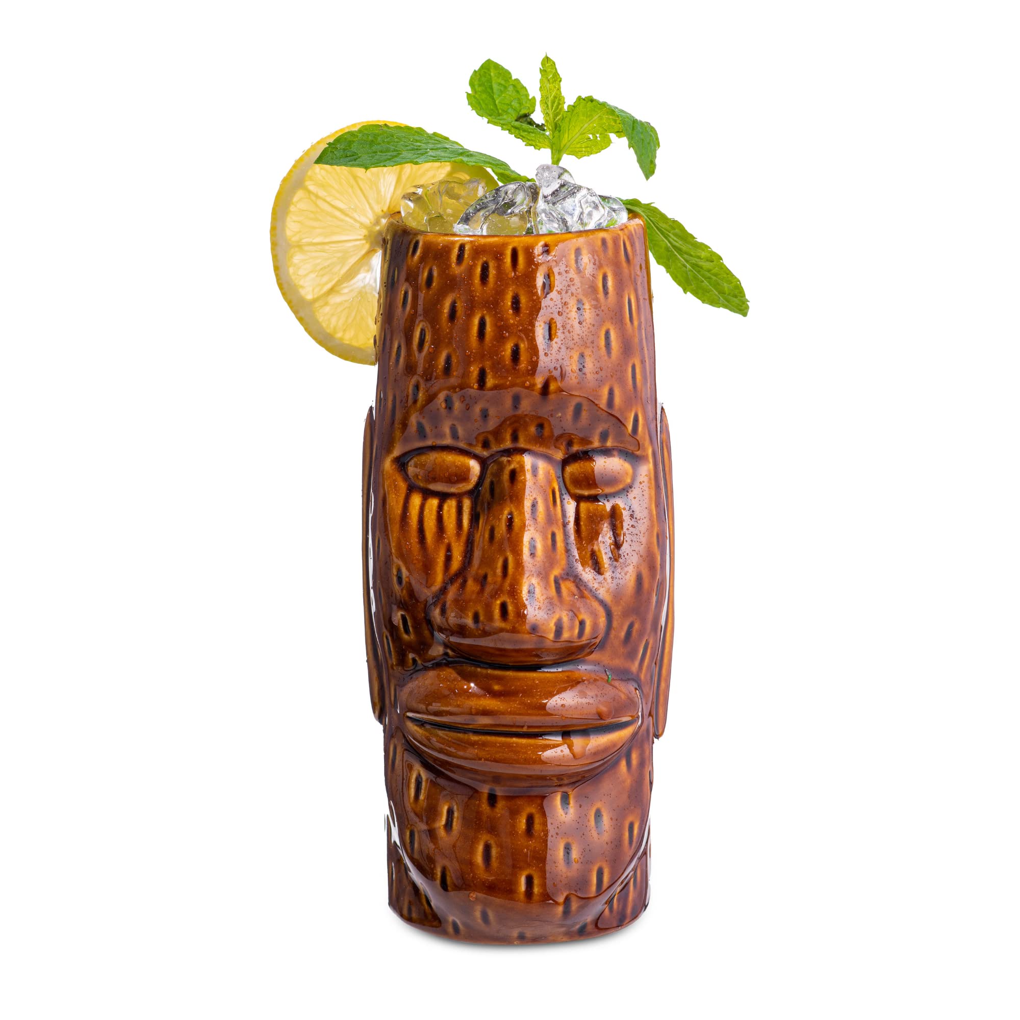 Bar@Drinkstuff Brown Easter Island Tiki Mug 14Oz / 415Ml - Ceramic Hawaiian Cocktail Mug