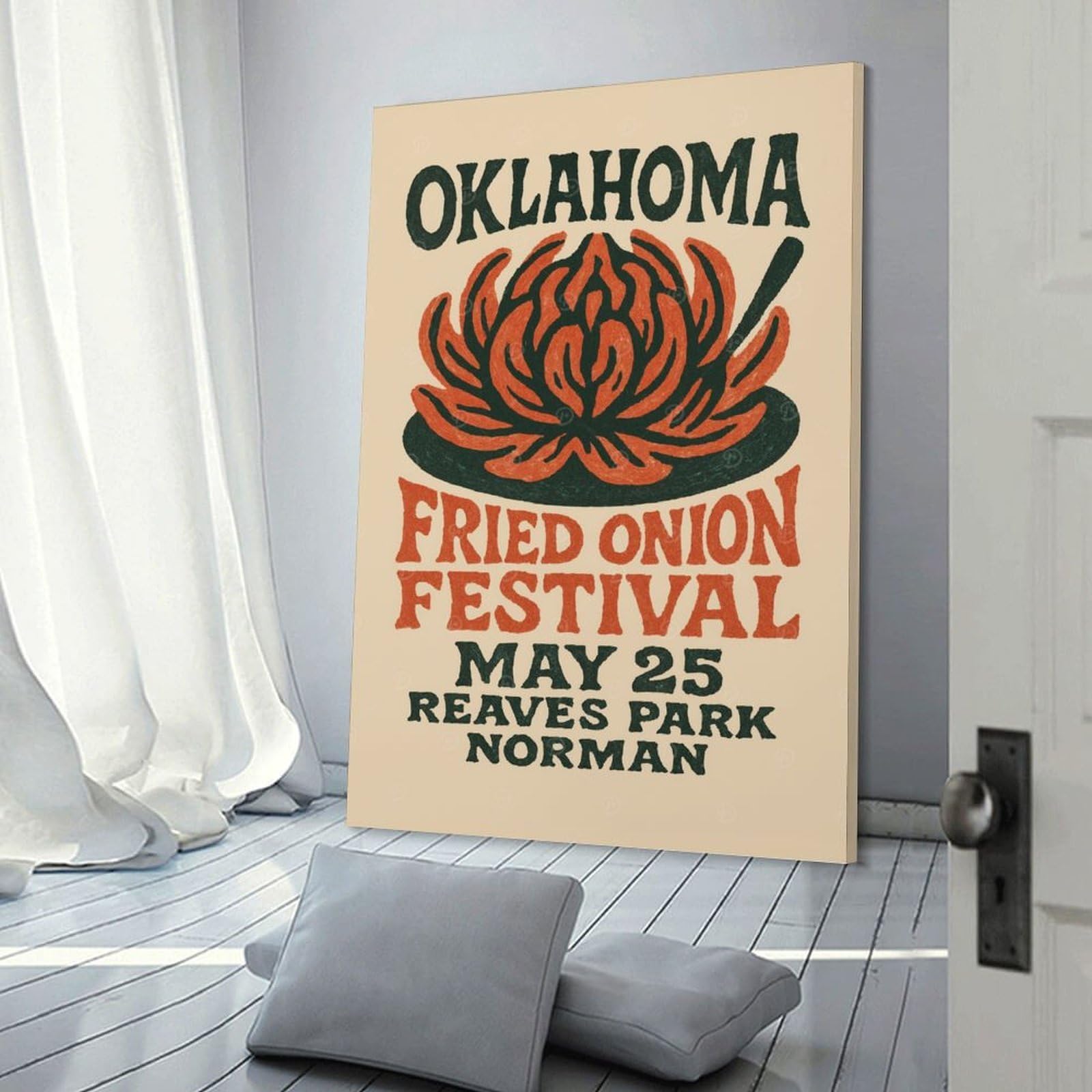 Junmoney Oklahoma Fried Onion Festival Room Decor Wall Art 24x36inch(60x90cm), for Bedroom, Guest Room Or Reading Nook, An Easy Wall Refresh for Bedrooms