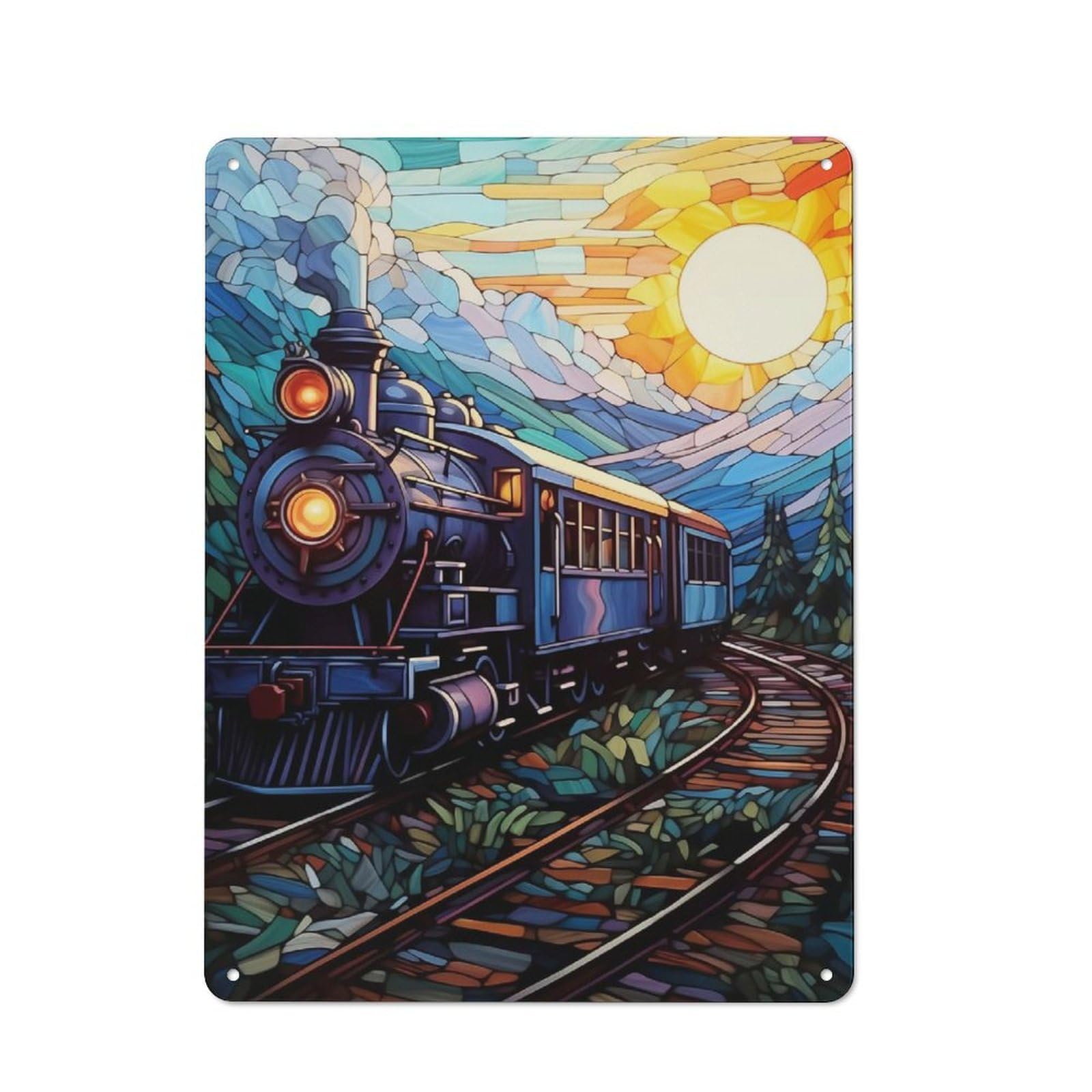 Junmoney Train Journey Decorative Metal Wall Decor 40X30cm, Vintage Metal Sign For Hallway, Home Bar, Garage Or Study