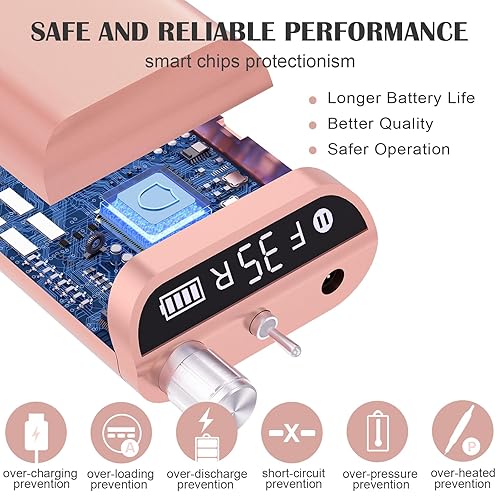 Miniatura 5 de Kredioo Taladro de uñas, taladro de uñas para uñas acrílicas profesionales, máquina de archivo eléctrica de 35000 RPM, recargable, portátil, con 10