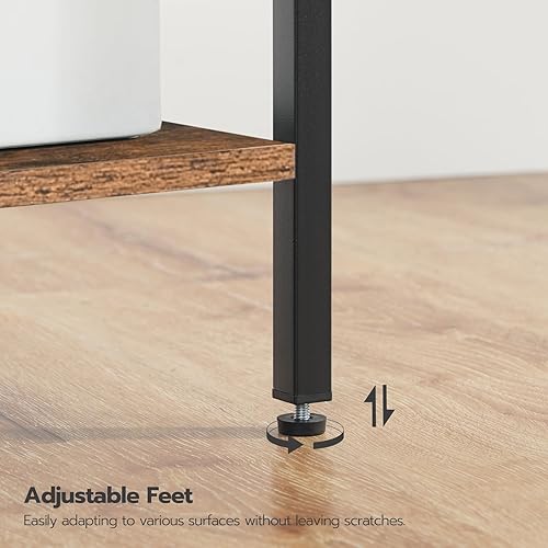 Miniatura 7 de Mesita de noche alta, mesa auxiliar con 2 cajones de tela y estante de madera abierto, mesa auxiliar de 26.7 pulgadas, mesa de teléfono, mesita de