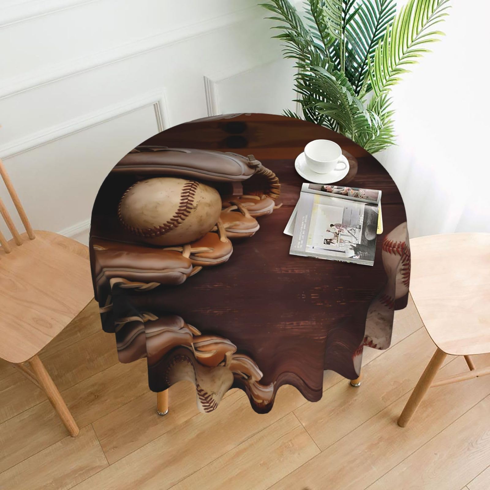 hhxvcv Retro Baseball Round Tablecloth – Dining Table Cover