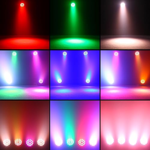 Miniatura 4 de Luz LED par de 18 x 18 W RGBWA+UV 6 en 1 luz de escenario al aire libre, luz de DJ profesional de lavado DMX de alta potencia para eventos, fiestas