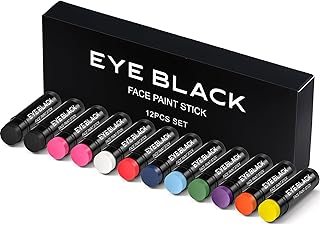 12 PACK EYE BLACK STICK, Anti-Glare Eyeblack For Baseball Football Softball Lacrosse, Sweat-Proof Eye Black Grease Paint, Game Day Sports Fans Accessories, Smooth & Long Lasting