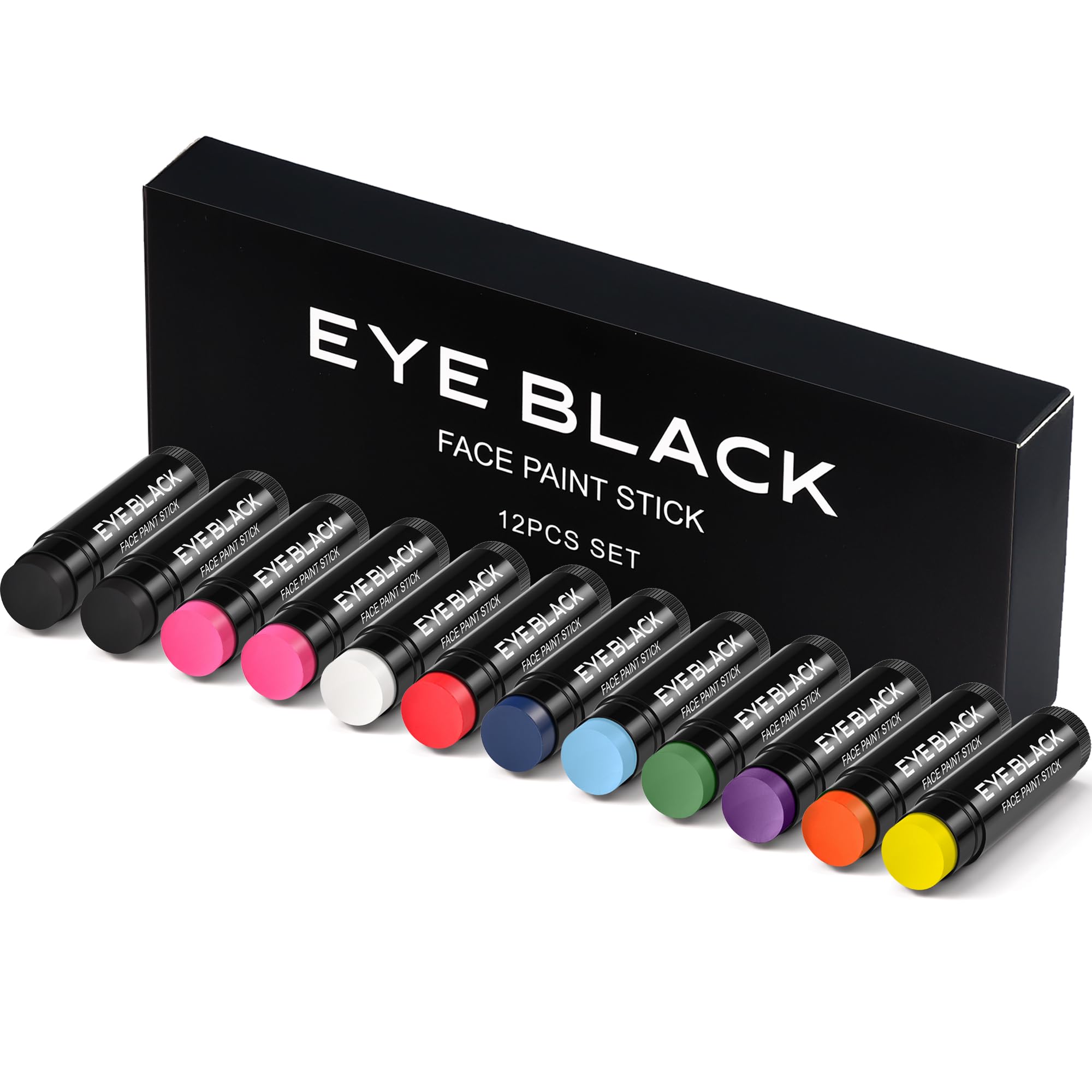 12 PACK EYE BLACK STICK, Anti-Glare Eyeblack For Baseball Football Softball Lacrosse, Sweat-Proof Eye Black Grease Paint, Game Day Sports Fans Accessories, Smooth & Long Lasting