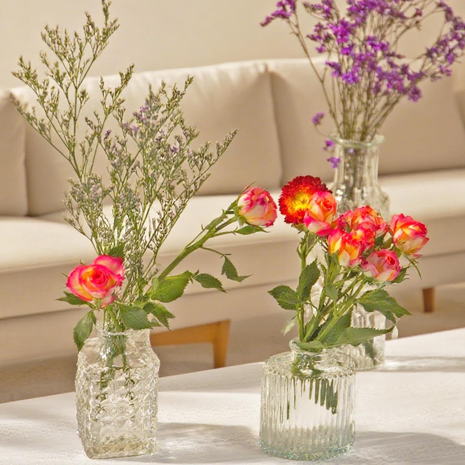 Cieex 16pcs Glass Bud Vase, Small Vase for Flower, Clear Flower Vases for Centerpieces, Mini Vintage Vase in Bulk for Wedding Table Home Decoration