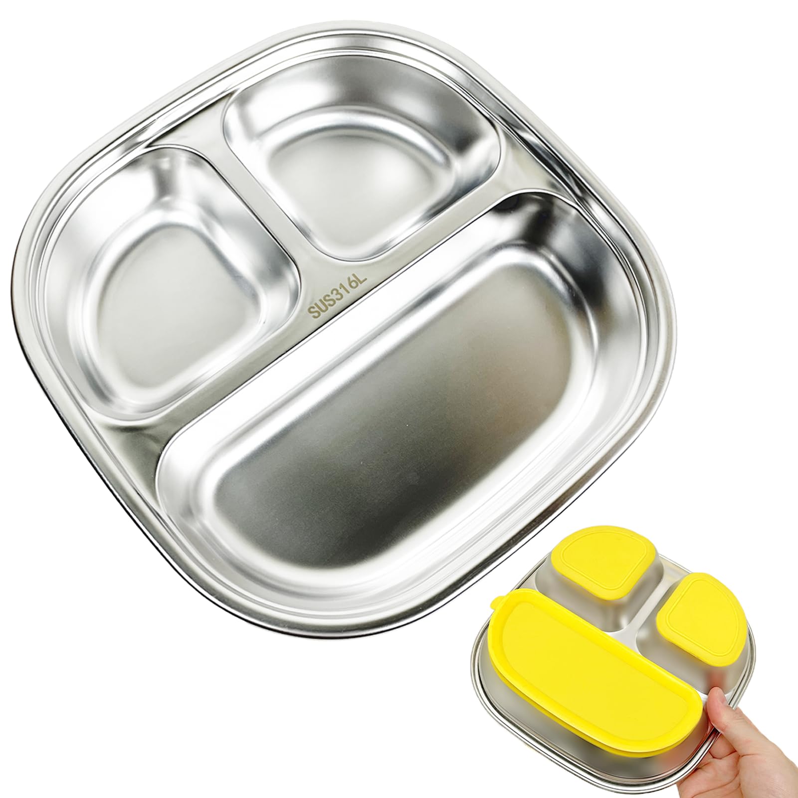 STFALI Baby Teller Mit Saugnapf - 3-Fach Edelstahl Essteller Für Kleinkinder