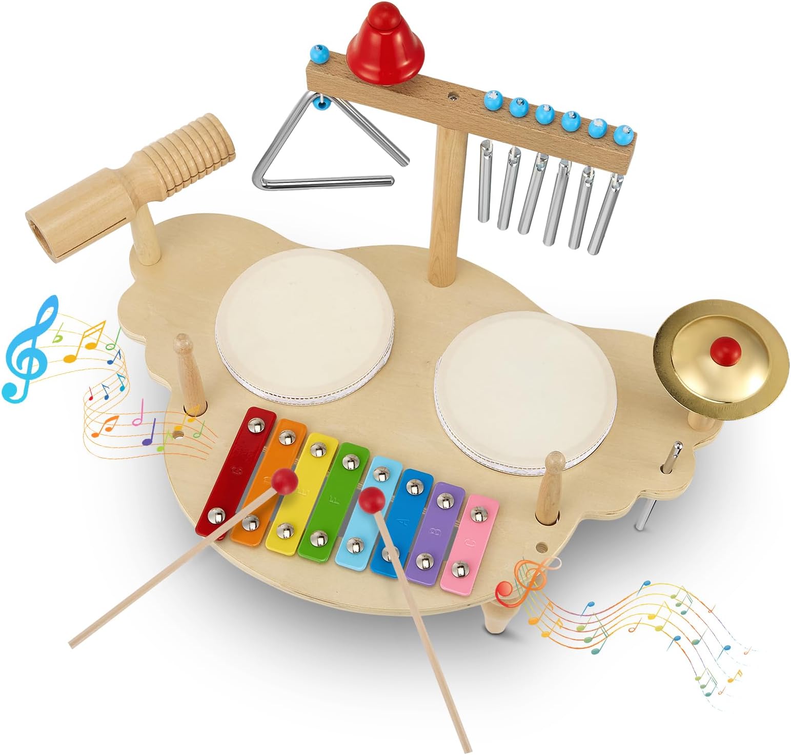 – Hlieeosfcn Kids Drum Kit,Baby Drum Kit Wooden Toys for 1 Year Old Boys Girls, Montessori Musical Instruments for Toddlers 1-3,Wooden Xylophone Musical Toy Gifts for Boys Girls Christmas
