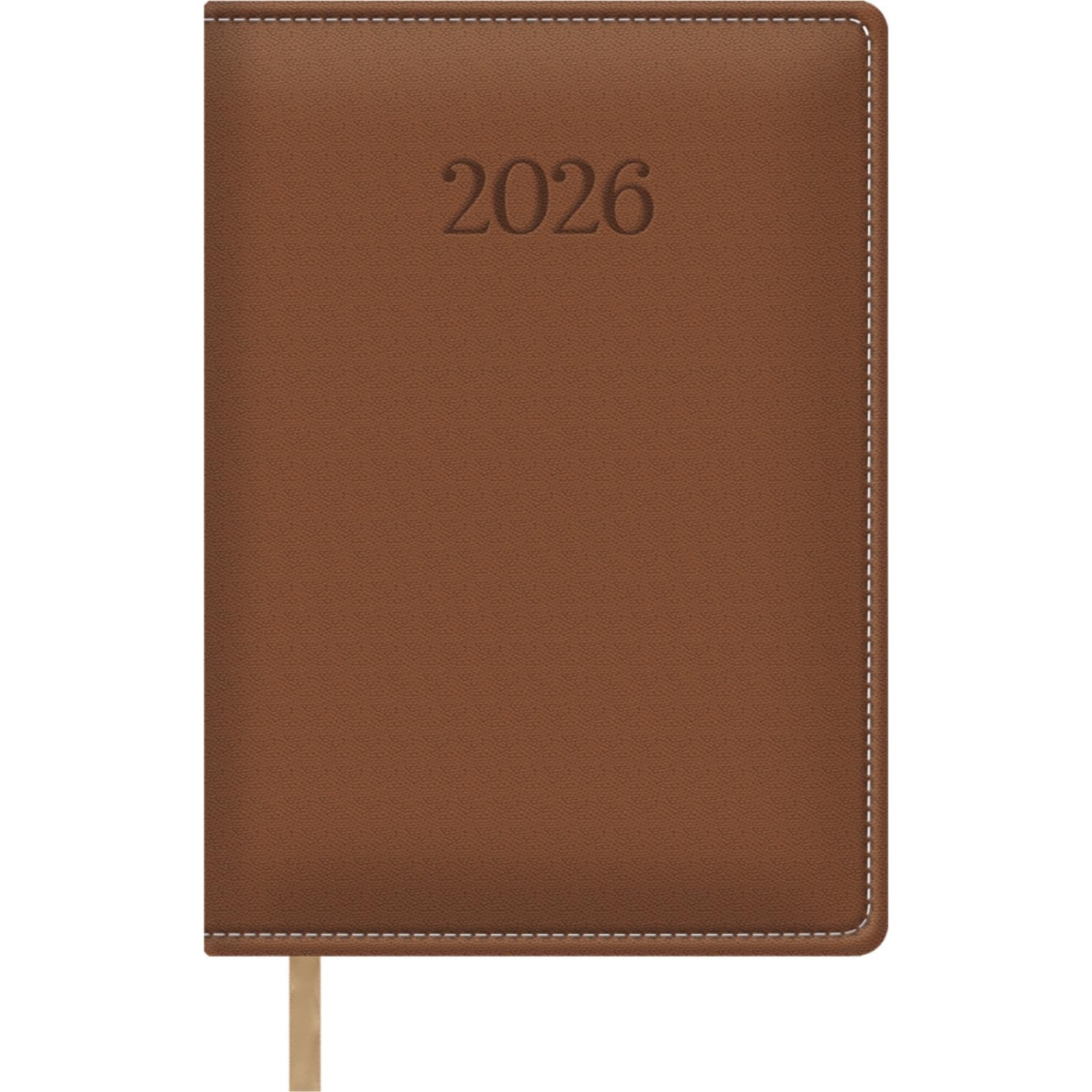 Dohe - 2026 Diary - Day Page, A5 (15 x 21 cm), Soft Leatherette Hardcover, Bookmark, 12 Months January to December, Yearly Planner in Spanish - Bologna Brown