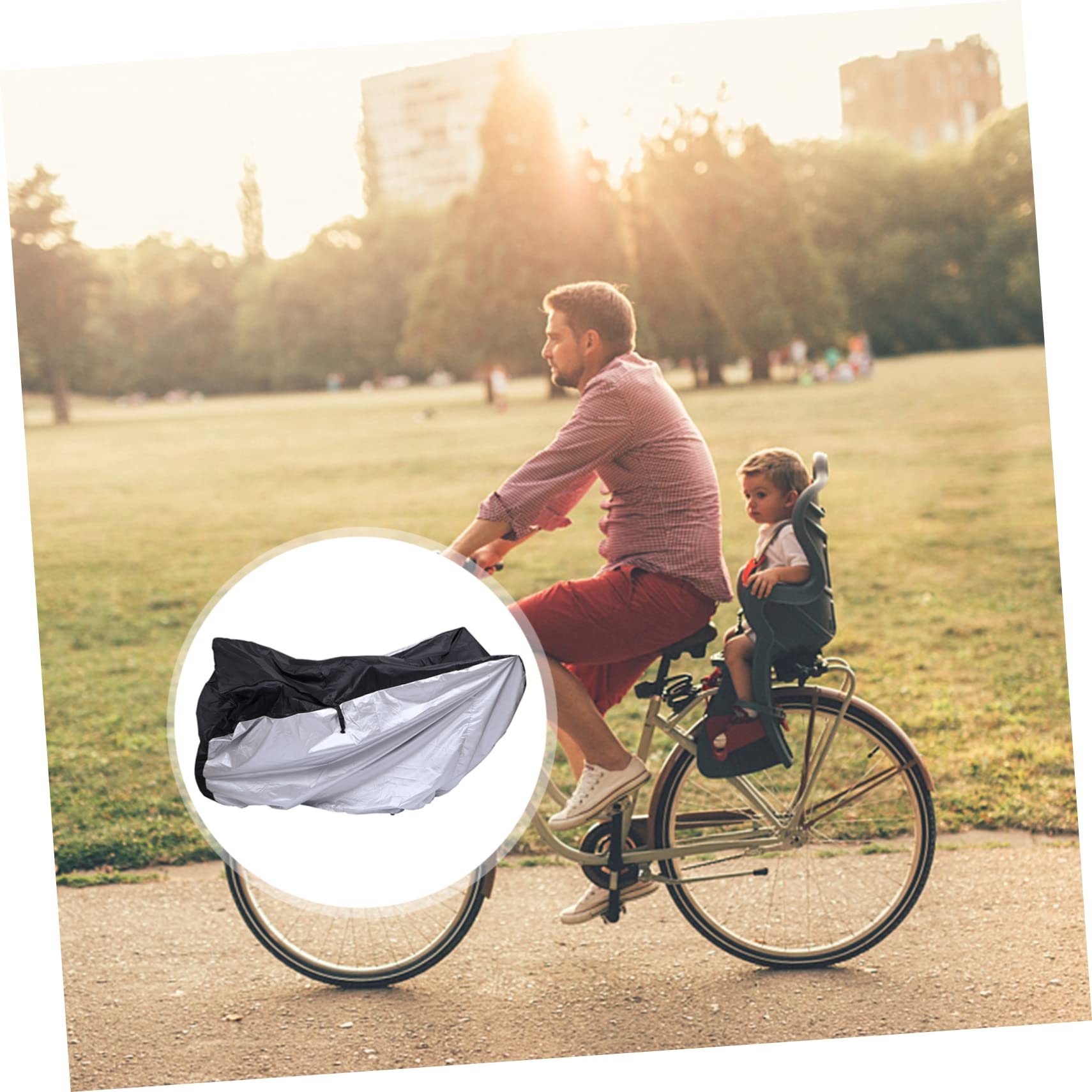 Bike Abdeckung Mit Diebstahlschutz Silberstoff Fahrradschutz Elastischer Boden Doppelte Schlosslöcher Für Outdoor-nutzung