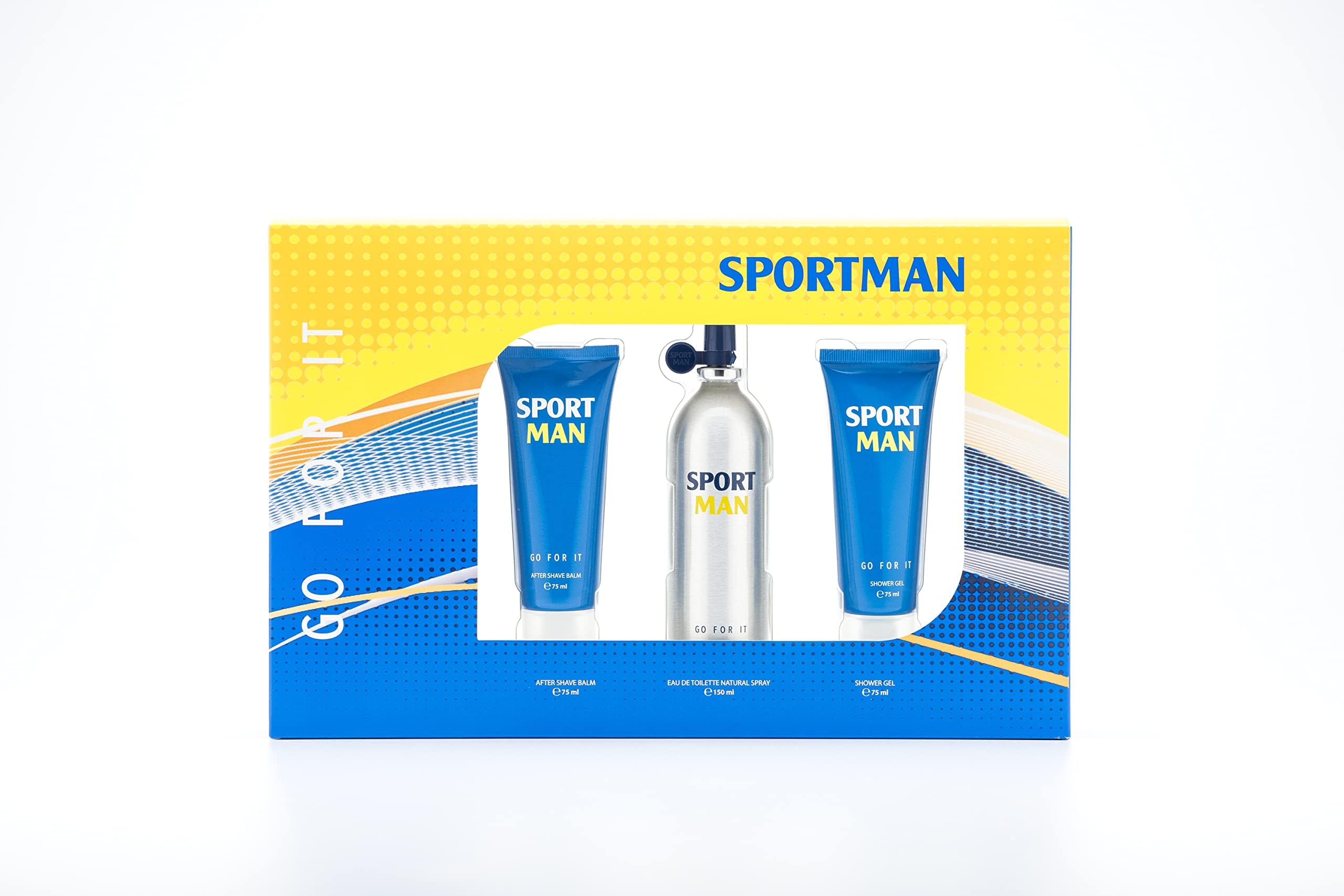 SPORTMAN - Go For It, Estuche de Regalo Hombre, Colonia 150 ml + Gel de Baño 75 ml + After Shave 75 ml, Eau de Toilette Natural y Masculina, Aroma Cítrico, Fragancia Fresca, Deportiva y Duradera