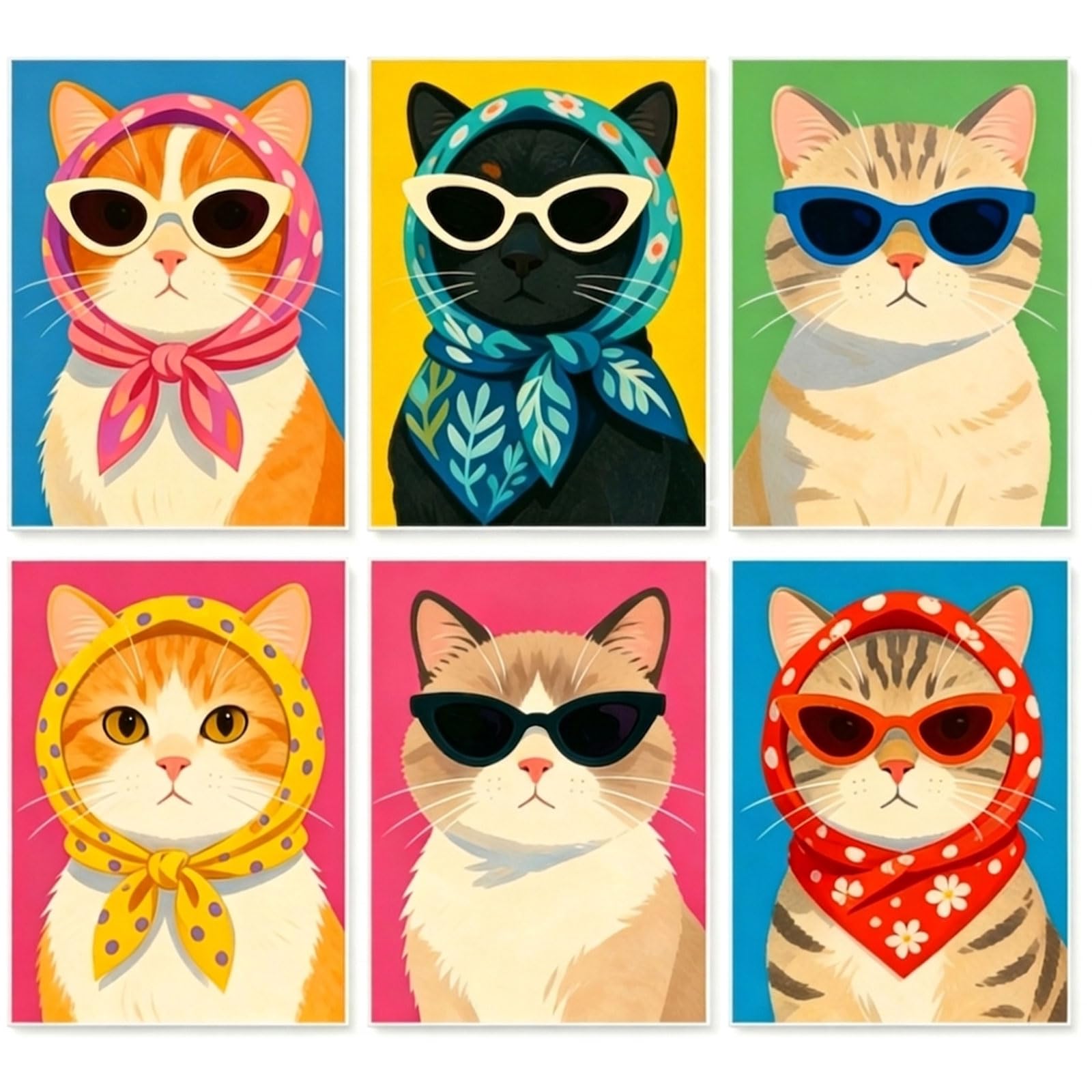 6 Pack Paint by Numbers Kit 20x30cm, 8 x 12 In Cute Animals Paint by Number — image 1
