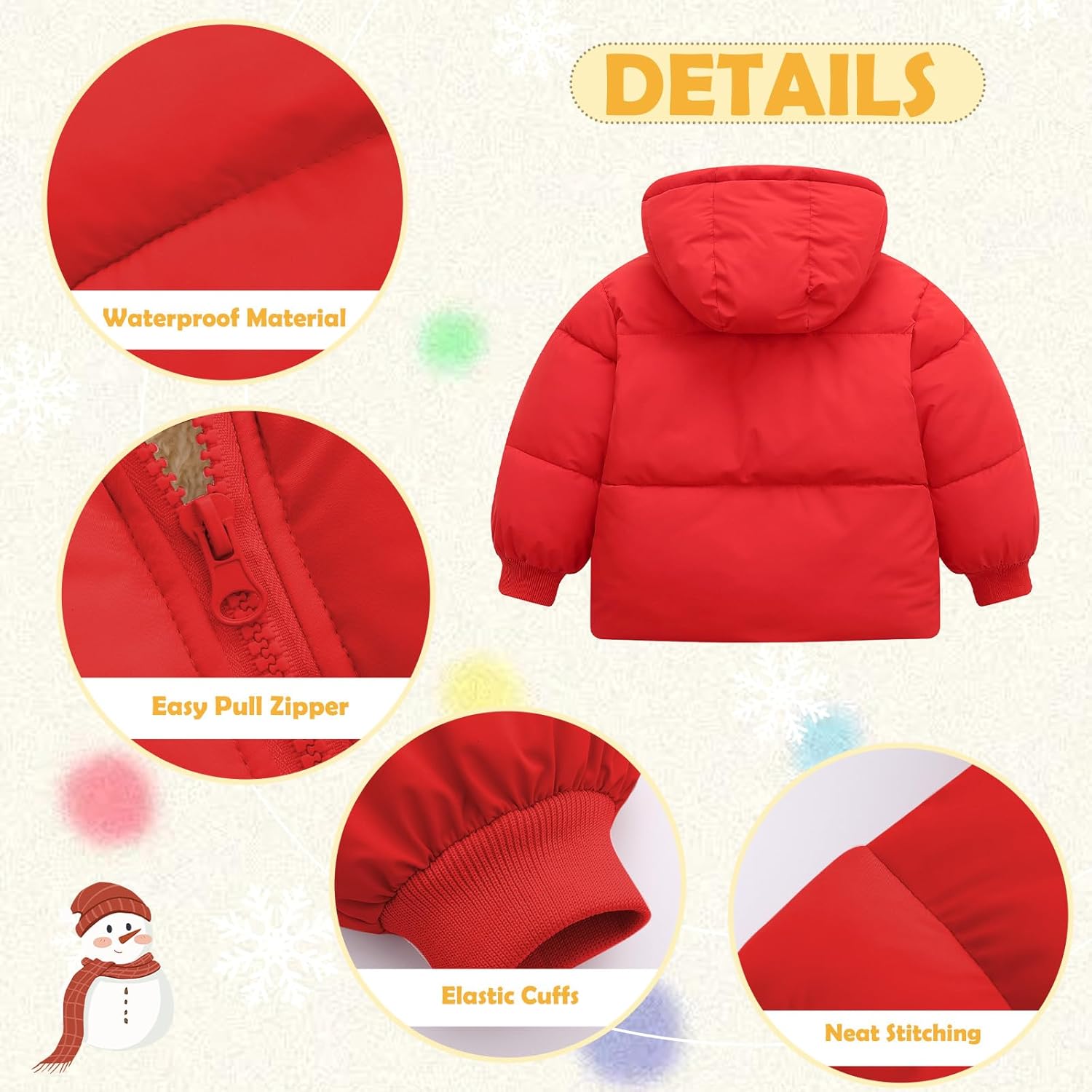 UNICOMIDEA Baby Winter Coat with Hooded Toddler Boys Girls Puffer Jackets for 12M-5T - Image 6
