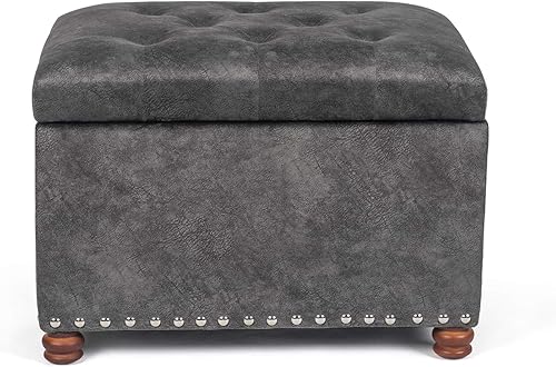 Miniatura 6 de Homebeez Banco otomano de almacenamiento Reposapiés Taburete Mesa de centro con elevador (gris) Gris,Marrón,Gris oscuro,Verde oliva,Rojo -