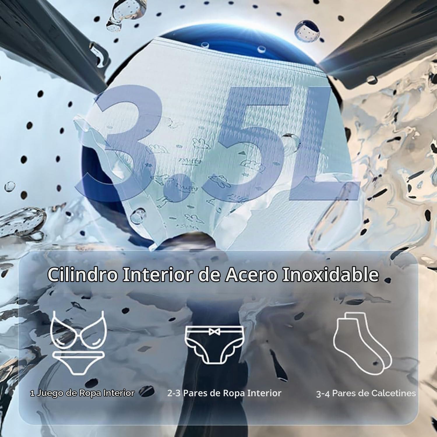 Lavadora Completamente Automática, Lavadora De Pared De 3.5L, con Pantalla LED, Desagüe Y 4 Modos, Secadora Portátil para Apartamentos