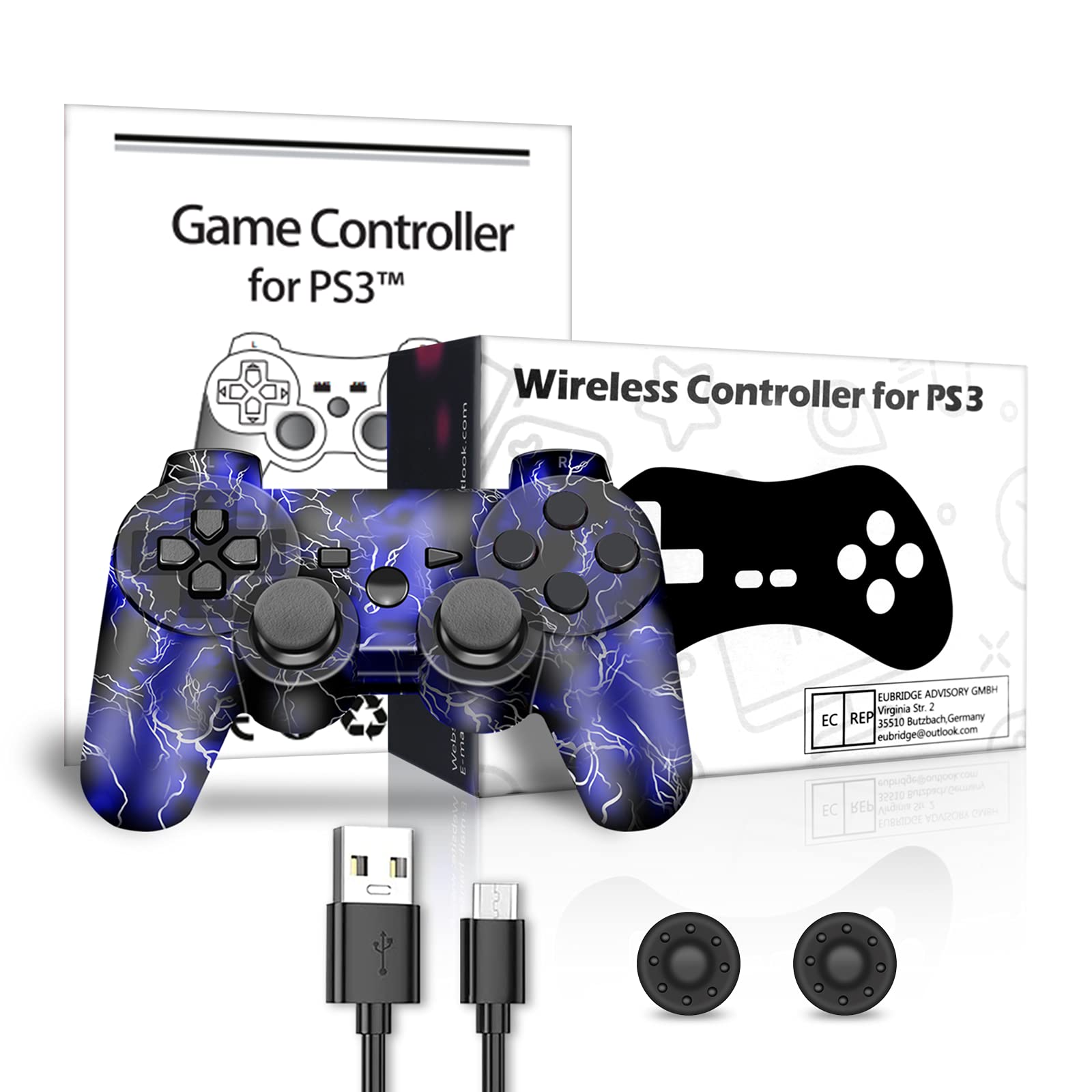 Joystick Play3, Wireless Controller for Pa3, Controller di Gioco Wireless per Play3, Controller Bluetooth per Pa3 con Doppio Motore e sensore a 6 assi
