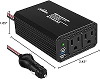 Vista 8 de Inversor de corriente para automóvil de 300 W con PD 65W, DC 12V a 110V AC Adaptador de enchufe para automóvil con puertos de carga USB QC 3.0 de 18