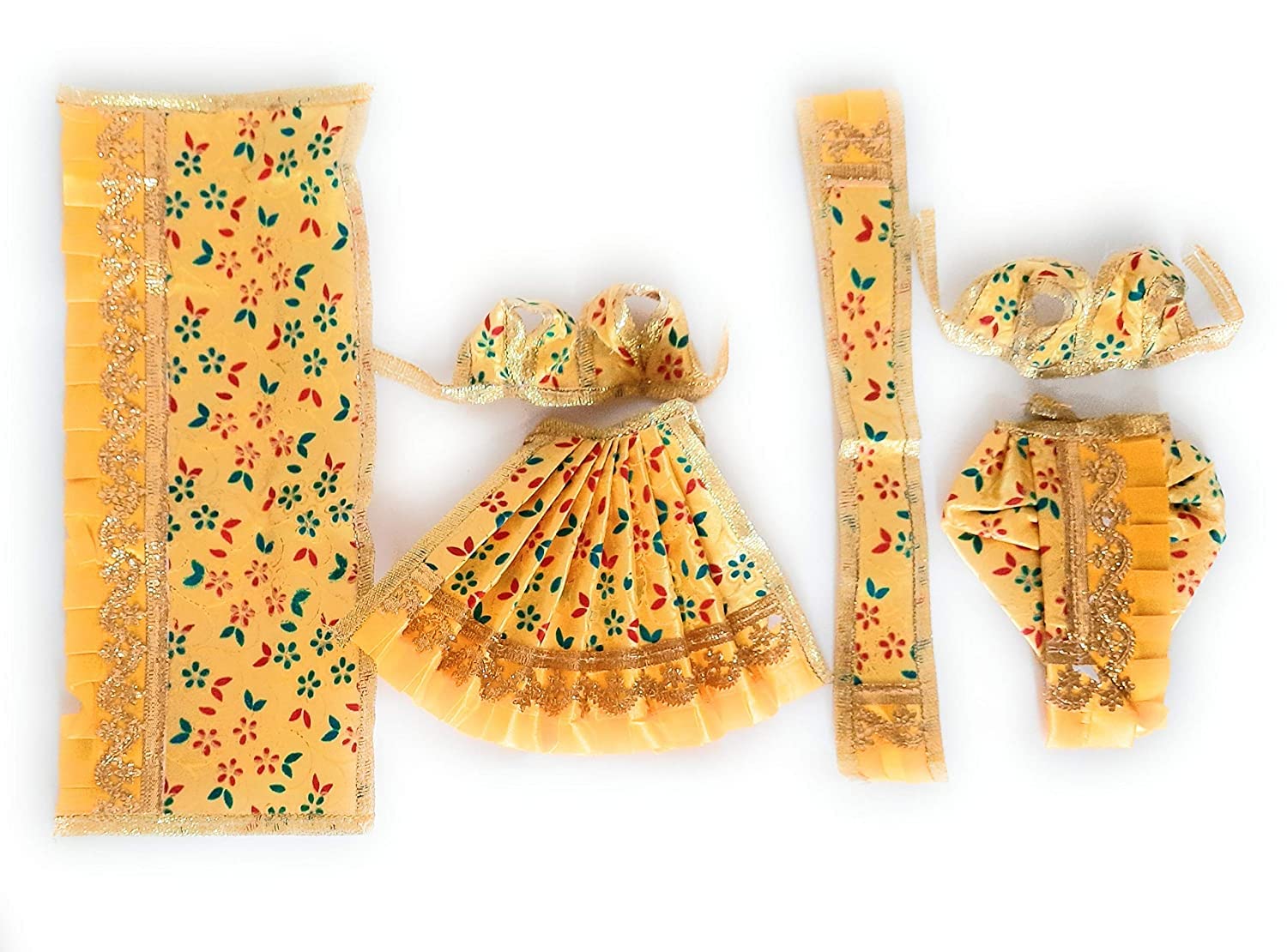 Parure Yugal Jodi Sarkar jaune 10,2 cm pour réussir votre Diwali Puja