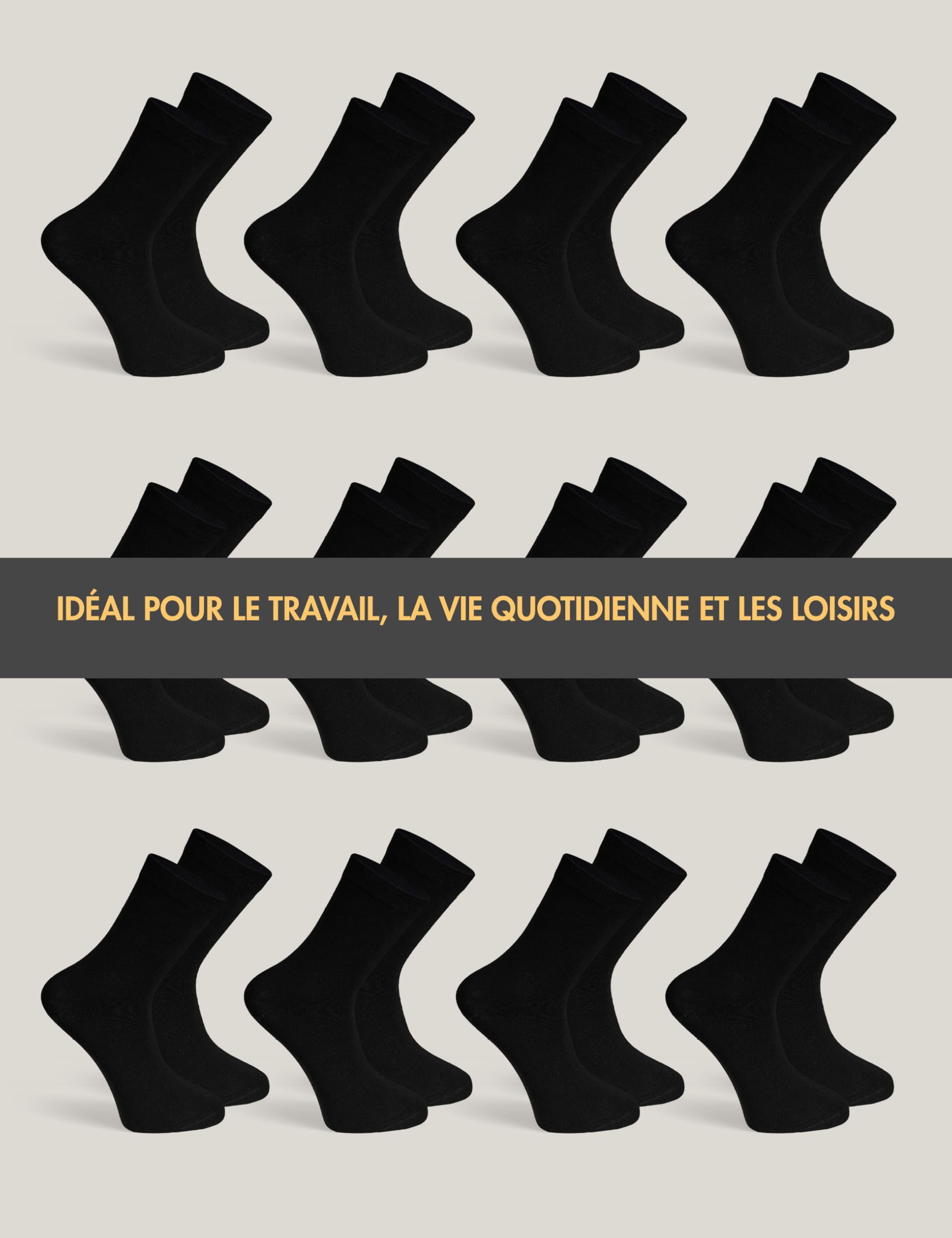Basic Treasure Lot de 20 paires de chaussettes pour homme - Coton respirant - Coloris Noir, Bleu ou Gris - Tailles 39/42, 43/46, 47/49