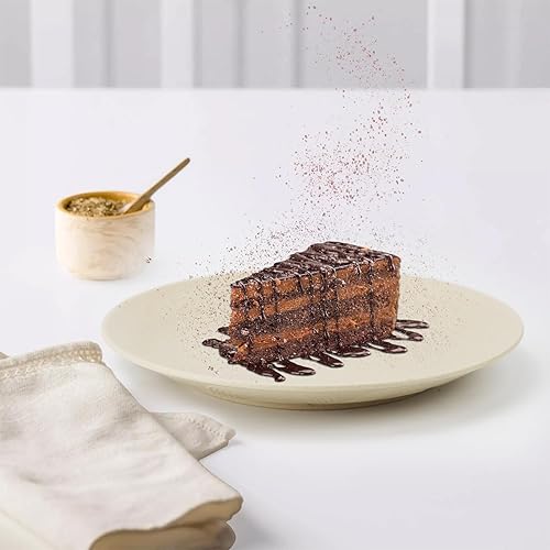 Miniatura 8 de Juego de 8 platos llanos de paja de trigo irrompibles de 10 pulgadas, platos de plástico aptos para lavavajillas y microondas reutilizables, platos