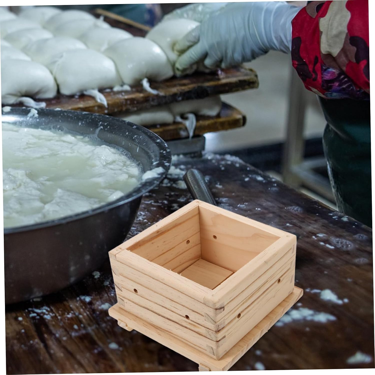 KICHOUSE Tofu Press Mold Wooden Tofu Maker for Homemade Soybean Curd Kitchen Tool Housewarming