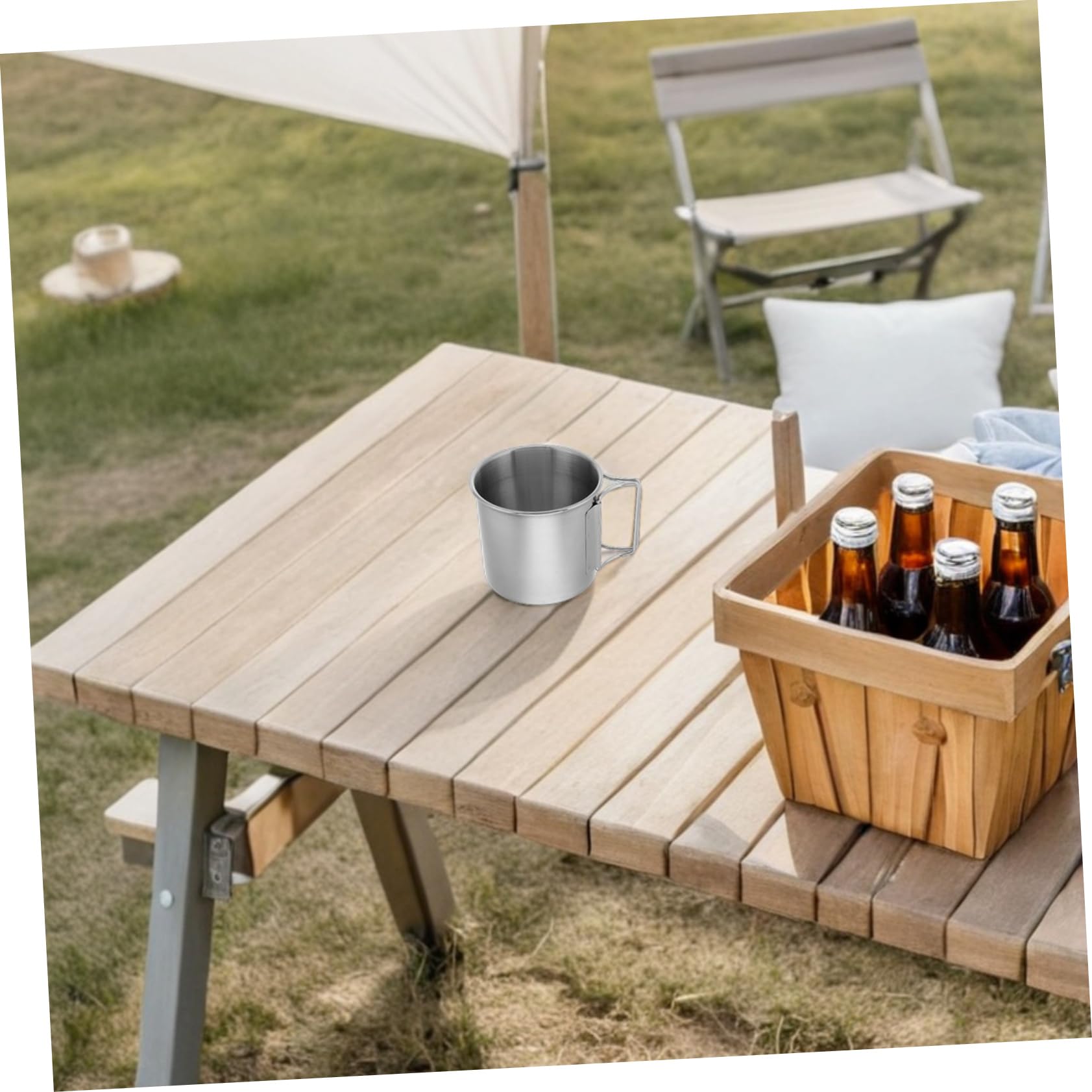 ifundom 4 Stück Teiliges Set Klappbare Campingbecher mit Griff Robuster Outdoor Trinkbecher für Wandern Picknick Grillen Vielseitiger Faltbarer Wasser und Bierbecher