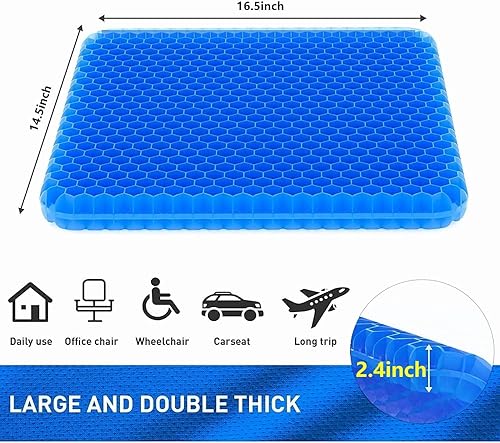 Miniatura 7 de Anzeng Cojín de asiento de gel grueso, cojines de silla de oficina de 2.4 pulgadas, cojín de asiento de automóvil, almohadilla de silla doble gruesa