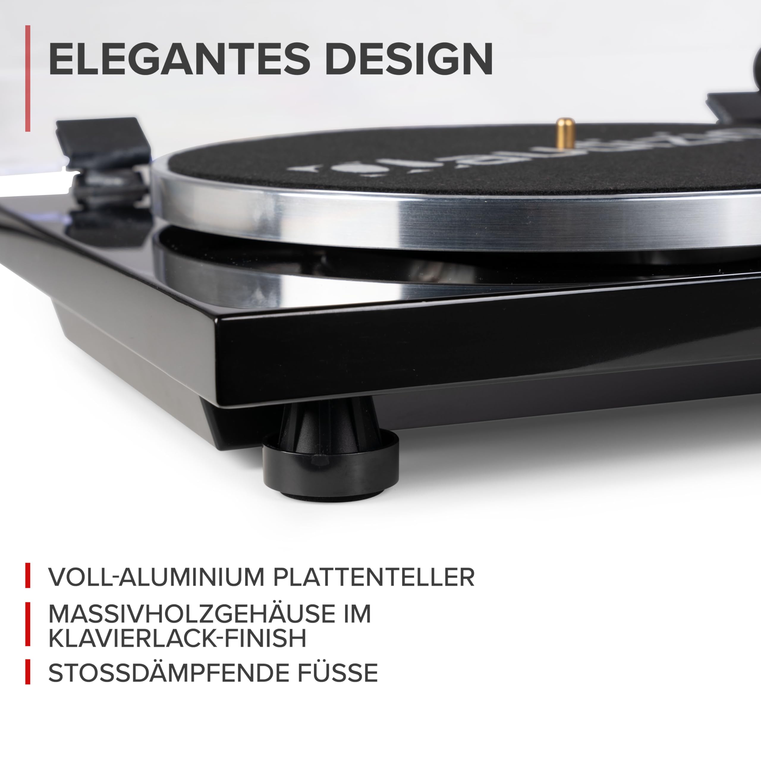 Audizio Toledo Plattenspieler Bluetooth Schallplattenspieler 33/45 RCA | Tonabnehmer, Vorverstärker, Riemenantrieb, Aluminium-Tonarm, Anti-Skating, Vinyl Player, Record Player, Turntable, Gramofon