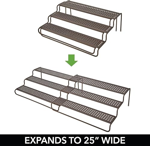 Miniatura 5 de mDesign Estante de especias de cocina ajustable y expandible de alambre de metal  Organizador de almacenamiento para gabinetes, despensas o
