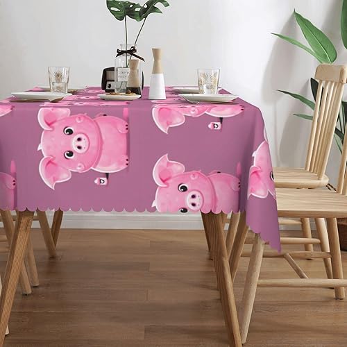 Miniatura 3 de PULaif Mantel rectangular de encaje de poliéster de 54 x 72 pulgadas, resistente a las arrugas, lavable, mantel grueso rosa