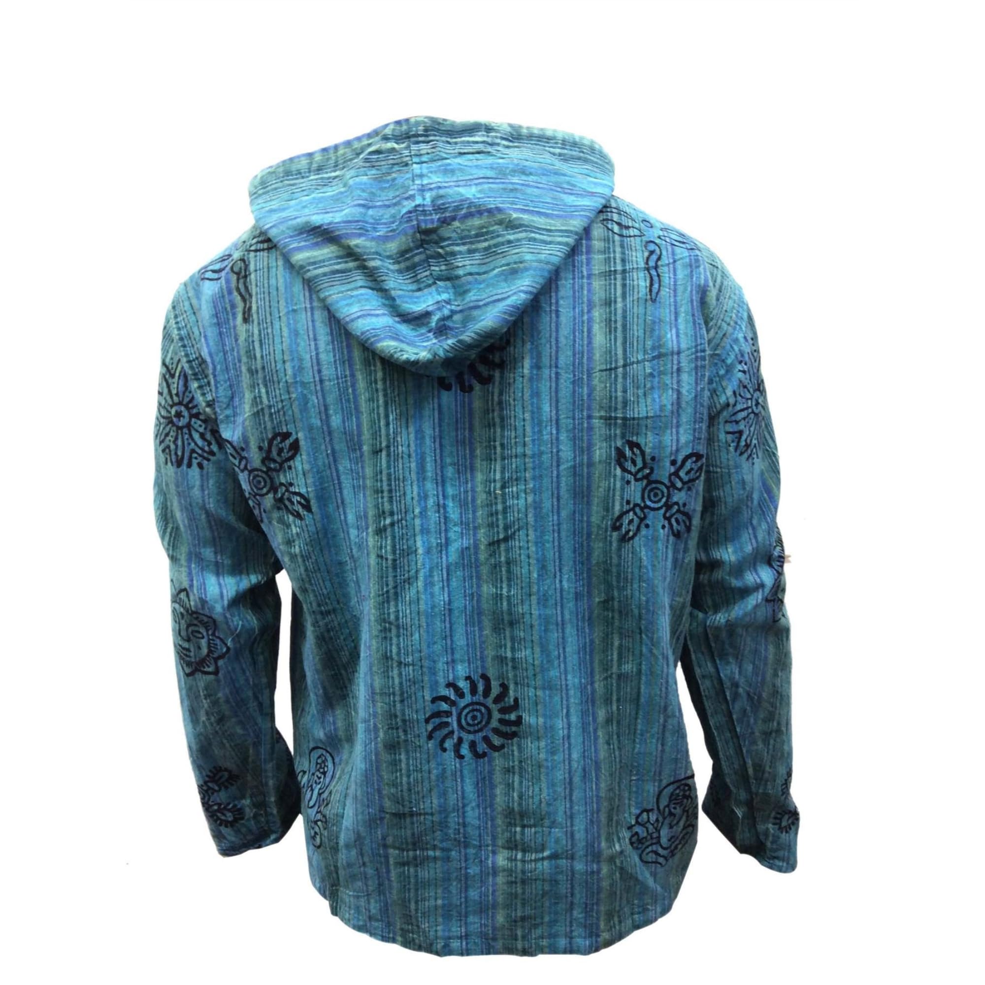 Shopoholic Fashion Felpa con Cappuccio da Uomo a Righe slavate, a Maniche Lunghe, Hippy, Leggera