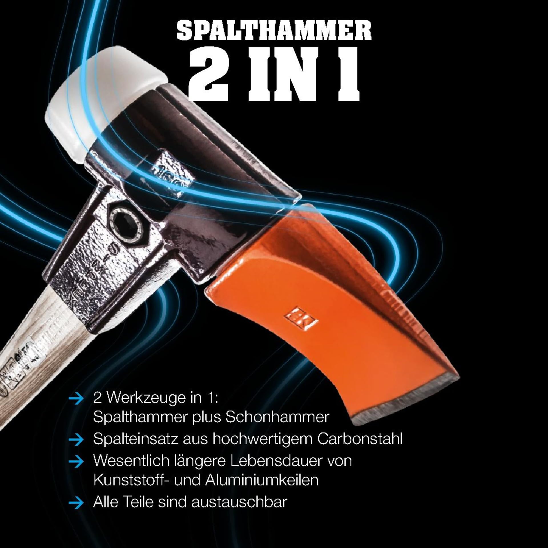 HALDER Stahlgussgehäuse Hickorystiel Hammer Ø 60 mm 3007.160