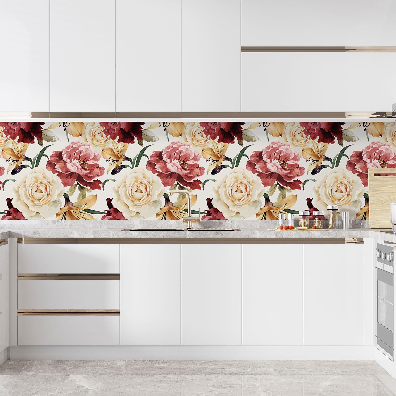 Lumalea Crédence/Adesivo da cucina – Fiori 3617680307588 – Adesivo + protezione opaca, 90 x 90 cm