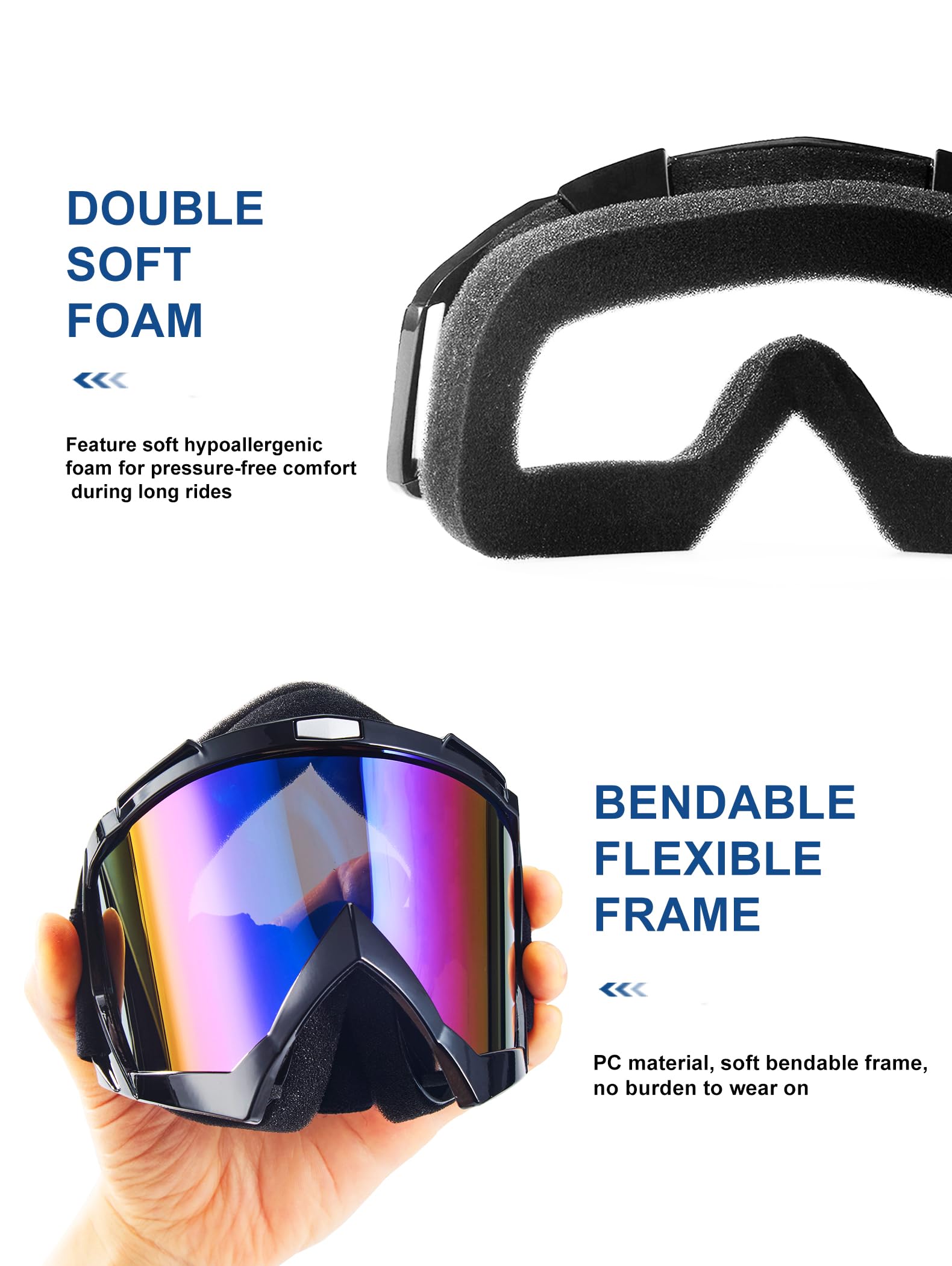 2 szt. gogle motocyklowe Dirt Bike ATV Motocross jazda pyłoszczelne wiatroszczelne wyścigi terenowe MX gogle dla dorosłych mężczyzn kobiet młodzieży