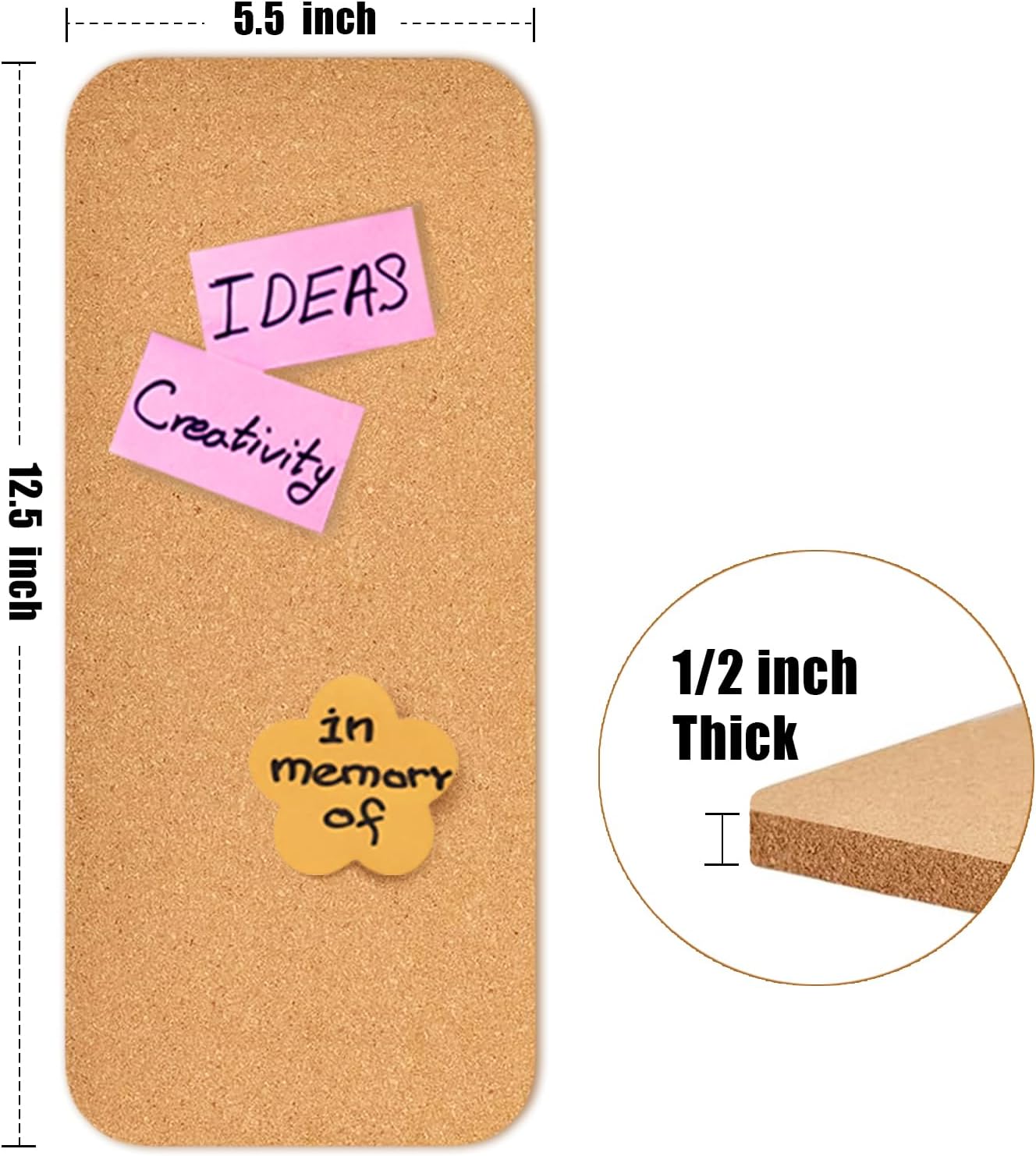 4 PCS 12.5"*5.5" Self-Adhesive Cork Board, 1/2"(12mm) Thick Cork Boards for Walls, 1 Pack 12.5"*5.5" Bulletin Board, Cork Board Tiles for Office, Home, School (4PC) image 2
