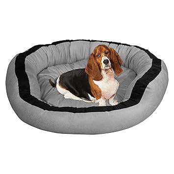 Amazon Brand - Umi Reversible Cat and Dog Dual Color Pet Bed (Large, Grey-Black)