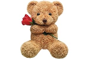 Civaner Christmas Plush Stuffed Animal Bear Hugging Rose for Valentine's Day