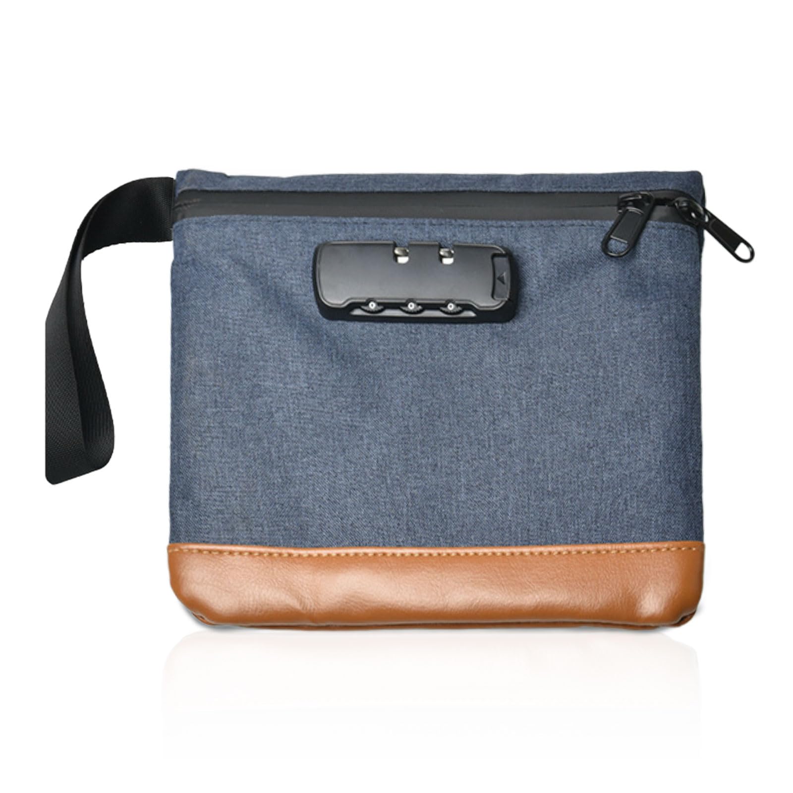Odour-Proof Bag Safe Bag Combination Lock Bag Safe Waterproof Bag Odour-Proof Wallet Bag with Combination Lock Document Bag Money Box Lockable Box for Travel Storage (7.9 x 7.4 Inch, Blue)