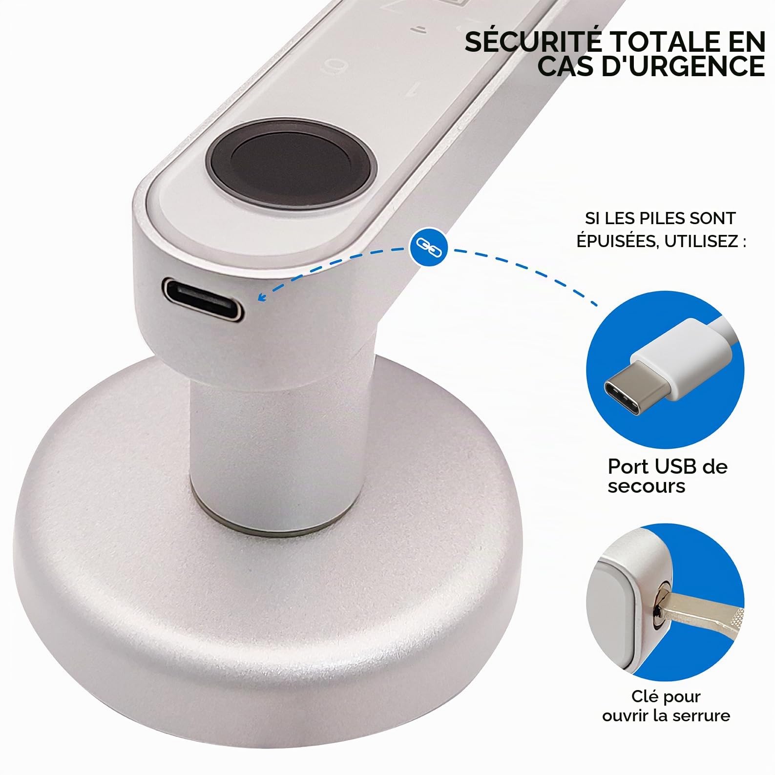 LED ATOMANT Serrure Connectée Porte avec Empreinte Code Carte et Clé | Sécurité biométrique, Contrôle via smartphone, Système 5-en-1