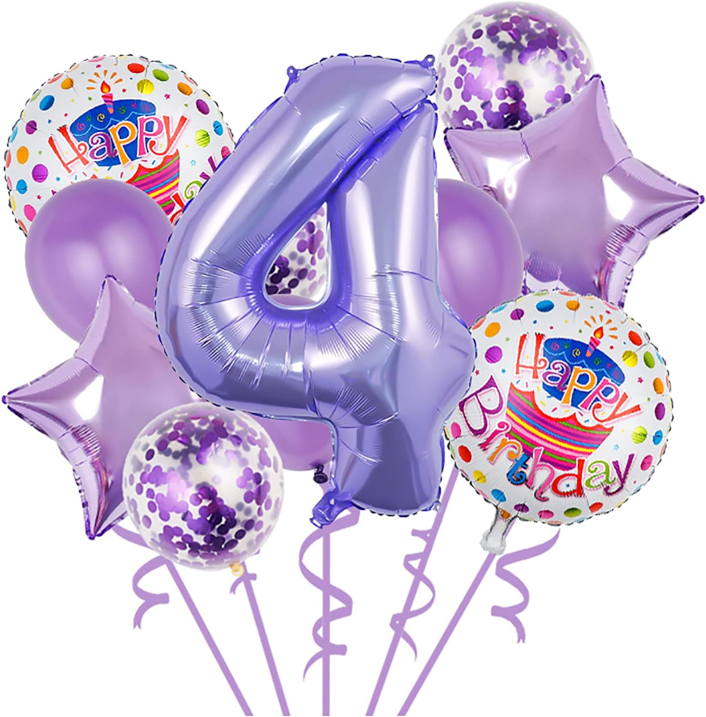 Balloons, 11 pcs Foil Balloons 4 Year Old for 4th Birthday