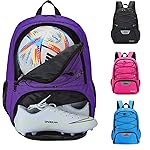 Hsmihair Youth Soccer Bag-Soccer Backpack & & Backpack for Football Volleyball Basketball,with Ball Compartment and Separate Cleat Training Package (Purple)