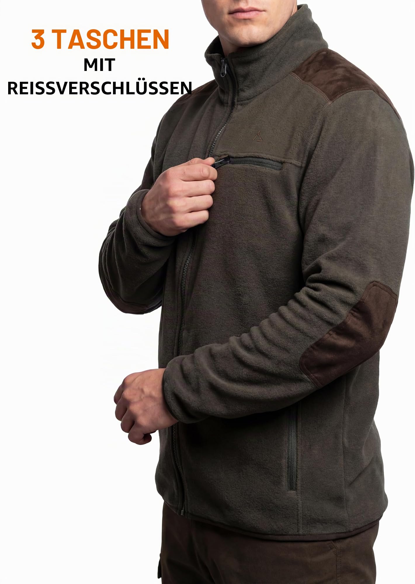 ACE Schakal Jäger-Fleecejacke für Herren - Outdoor-Jacke aus Fleece für Männer - Übergangsjacke mit drei Taschen & Gummizug