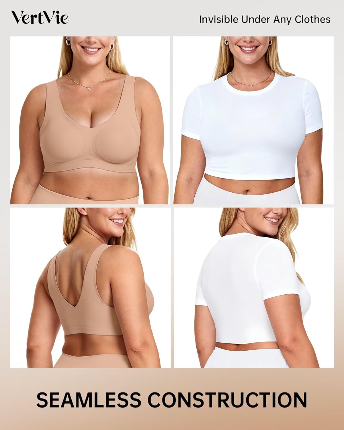 Vertvie Womens Jelly Wireless Bras Seamless T-Shirt Bra No Underwire Full Coverage Pullover Bralettes Supportive Sports Bras - Image 5